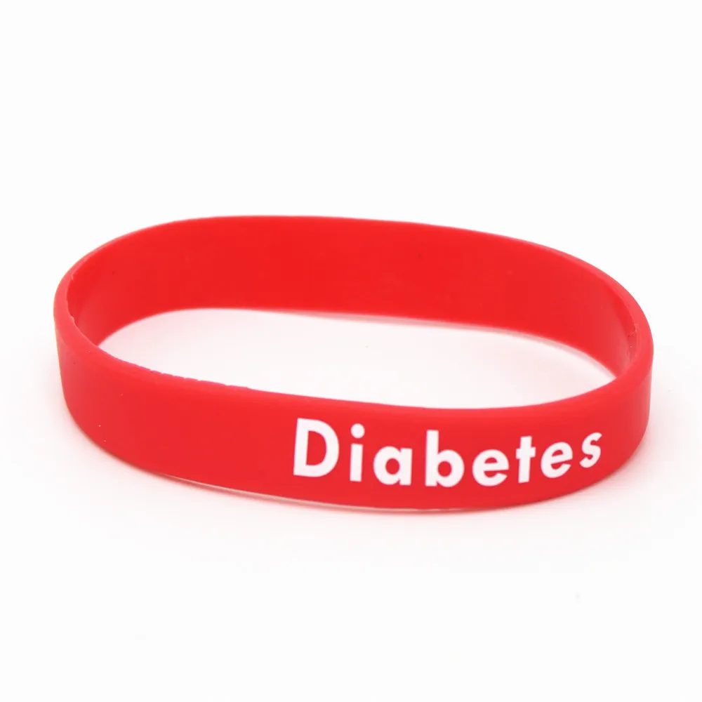 1PC Diabetes Silicone Wristband Sports Medical Alert Armband Nurse Rubber Bracelets&Bangles Youth and Adult Size Gifts SH151