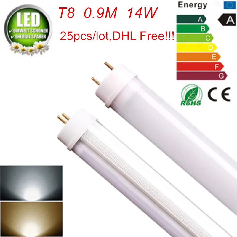 

25pcs/lot,DHL Free!!!G13 3ft T8 Led Tube T8 900mm 14Watt AC85-265V SMD2835 LED Indoor light