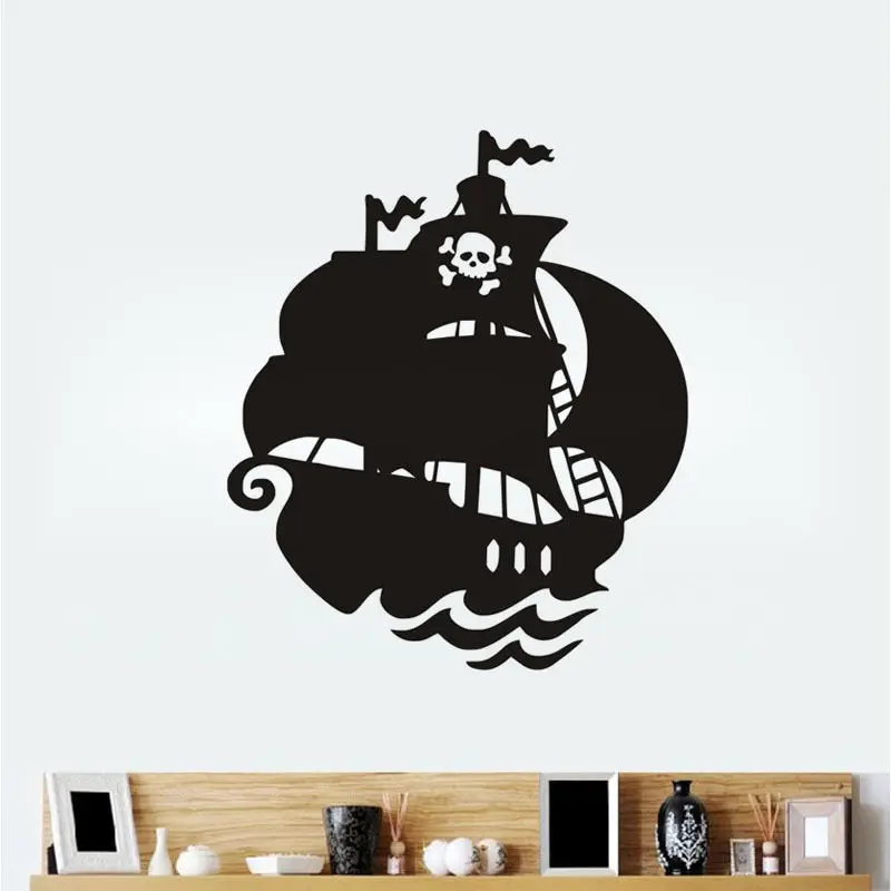 Cartoon Pirate Ship Wall Stickers Nontoxic PVC Wall Decal Art Mural Removable Sticker Home Decor High Quality Wallpaper SA555