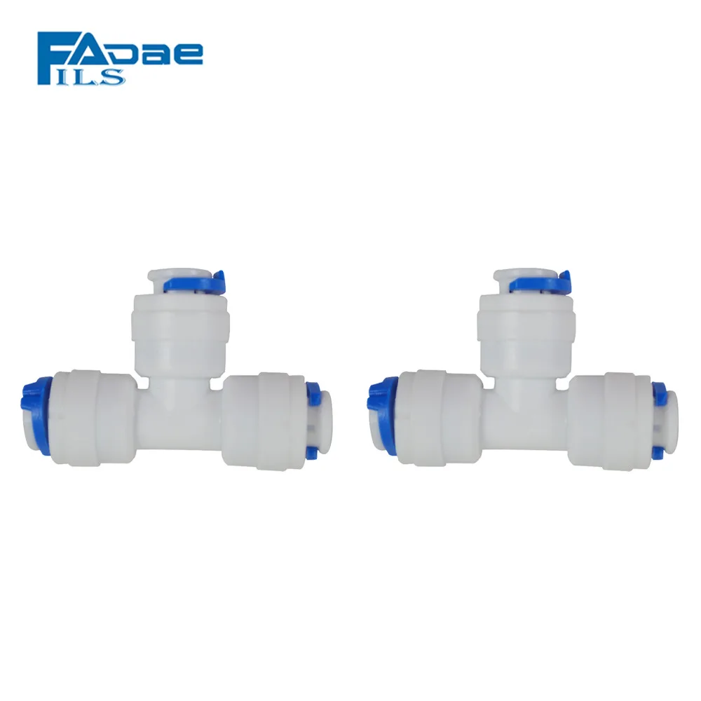 2 แพ็ค Quick Connector Union Tee 1/4 "OD อุปกรณ์เชื่อมต่อสำหรับกรองน้ำและ RO Reverse Osmosis ระบบ