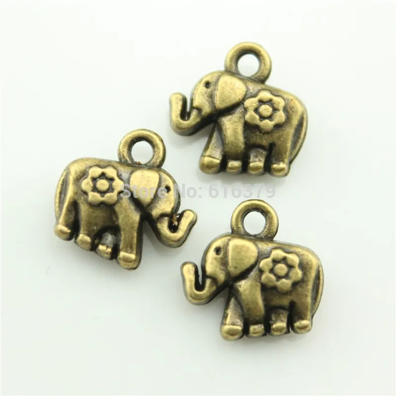 

Free Shipping 50pcs/lot 12*12mm Antique Bronze Metal Alloy Double Side Elephant Charms Jewelry Findings