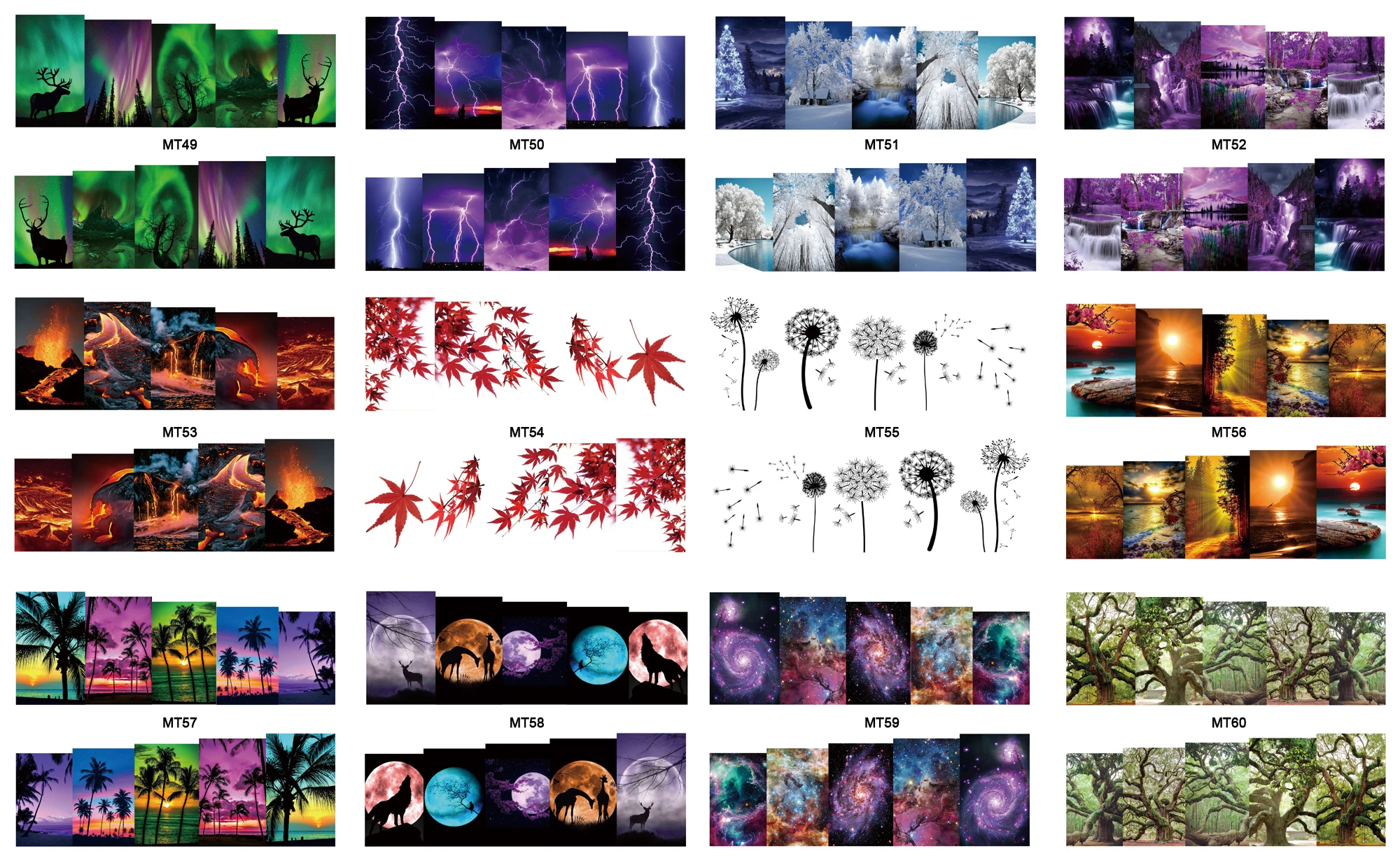 Nail 12 Sheets/Lot Nail MT49-60 Mix Landscape Scenery Nail Art Water Transfer Decal Sticker For Nail Art Tattoo(12 DESIGNS IN 1)