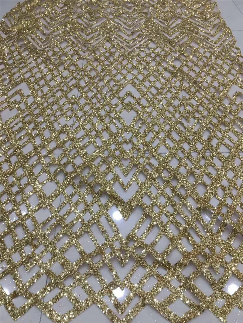 

new design H-70919 African glitter Lace Fabric african Sequins lace fabric French Nigerian Dress fabric in gold color