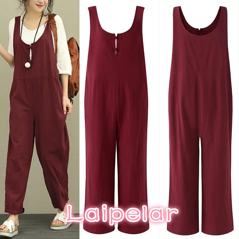 7 สีผ้าฝ้ายผ้าลินินฤดูใบไม้ผลิฤดูใบไม้ผลิฤดูใบไม้ร่วงผู้หญิง Jumpsuits VINTAGE Backless Overalls ที่ไม่มีสายหนัง Playsuits