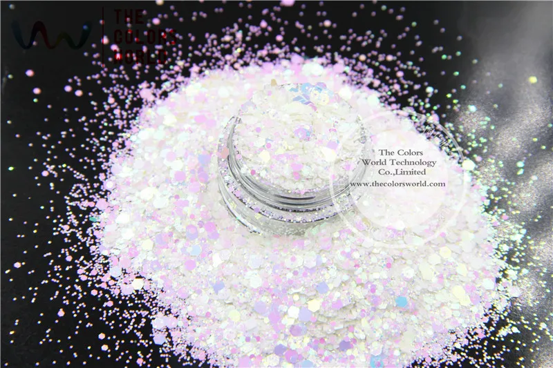 TCI04-H1 Pearlescent Indescent White Bule Light Colors Glitter Hexagon shapes Glitter for nail art  DIY and Holiday's decoration