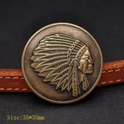 35mm10pcs Heavy Brass Southeast Tribal Indian Chief Head Leathercraft Saddles Conchos for Purse Wallet Belt Decor Screw Back