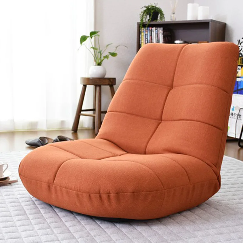 Foldable&Adjustable Japanese Floor Leisure Chair Linen Fabric Upholstery Living Room Furniture Modern Relax Occasional Chair