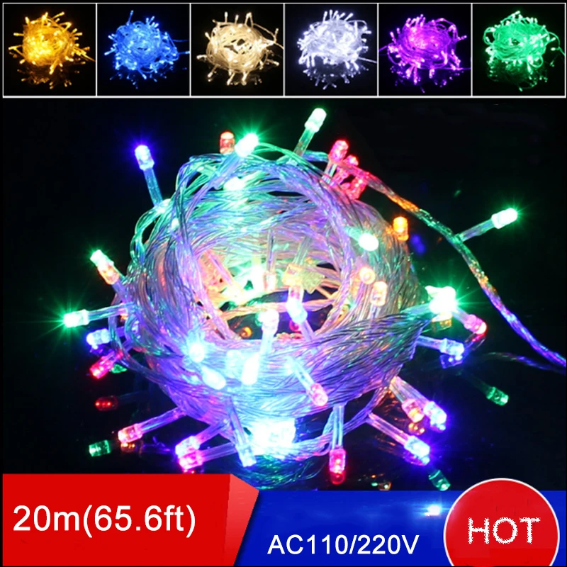 

Free shipping 75pcs led light string 20M 200leds led christmas tree lights AC110V Cool White /RGB Colorful wedding lights