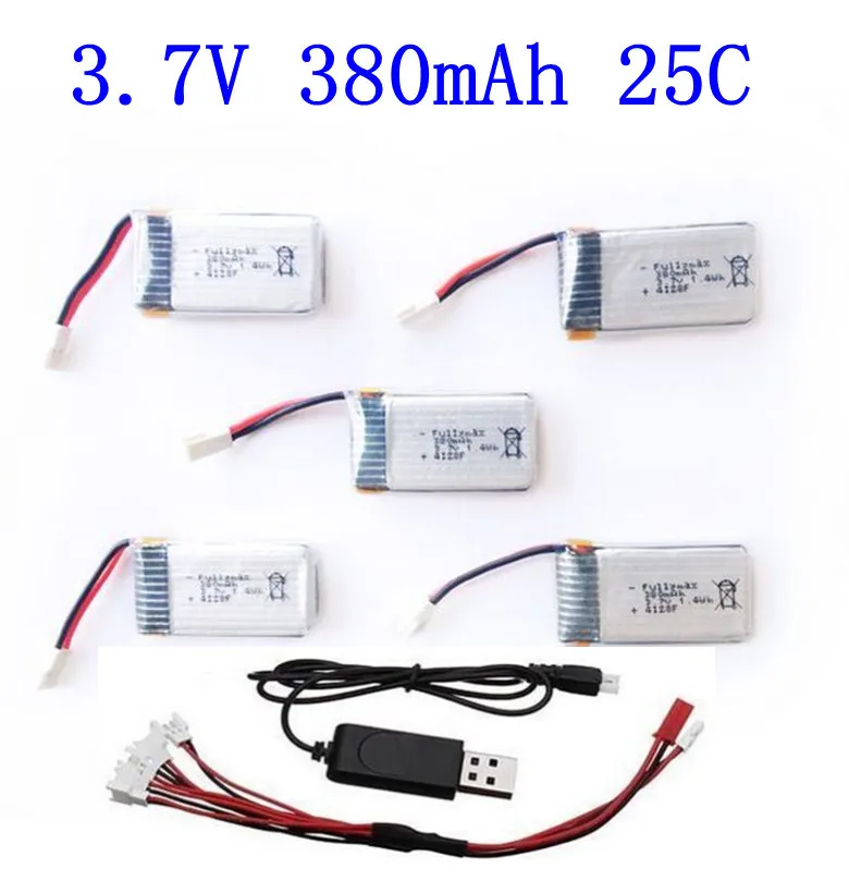 Hubsan X4  H107 H107C H107D Series Wltoys Walkera Mini Quadcopter Charger Battery Sets 3.7V 380mAh Lipo Battery 5Pcs and Charger