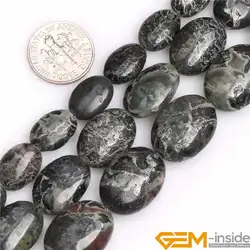 Dark Green Natural Oval Rhyolite Kambaba Jaspers Stone Gem Stone Semi Precious Beads Loose Bead For Jewelry Making Wholesale