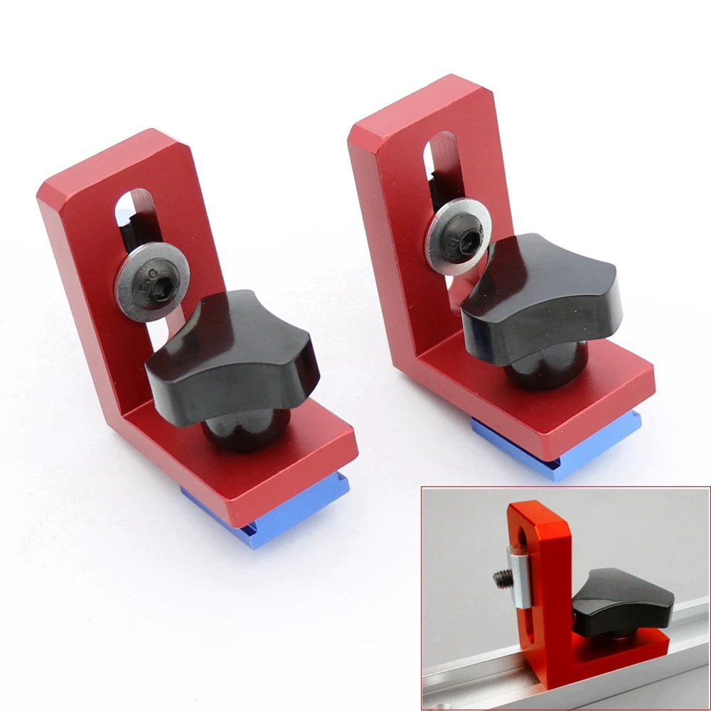 

Set of 2 T-track Sliding Brackets (Red Series) for Aluminium Profile Woodworking Tools, T-tracks not included