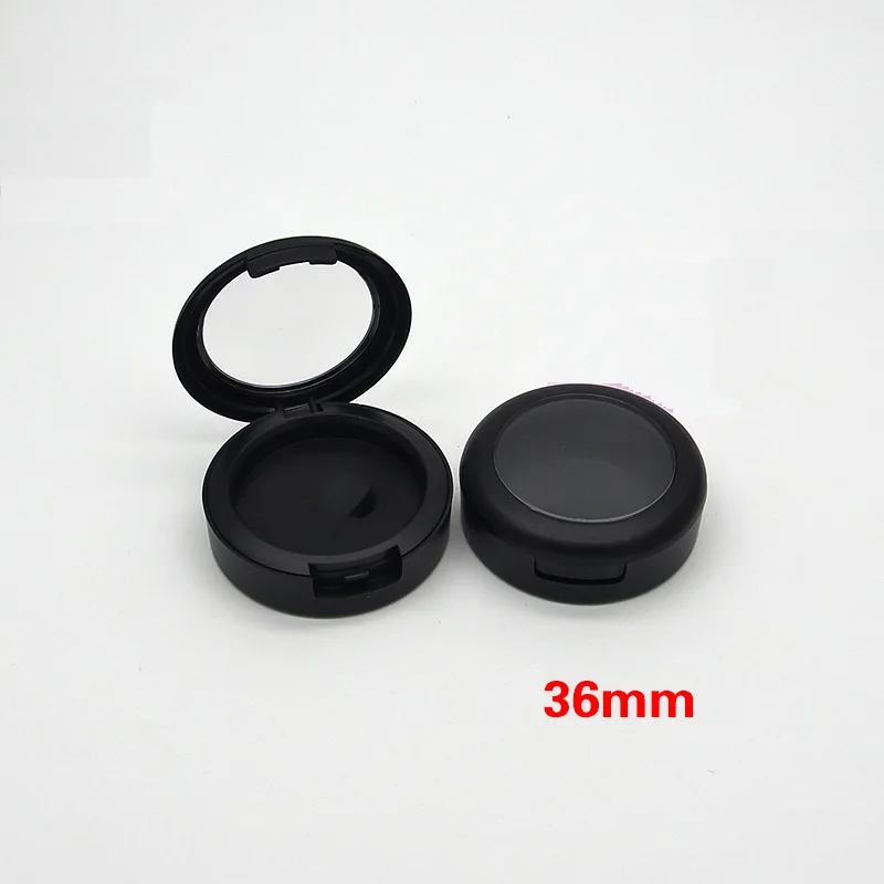 

36mm Frost Black Empty Blusher Cosmetic Compact Box Plastic Eyeshadow Case Clear Cap Cosmetic Powder Container Lipstick Pallette