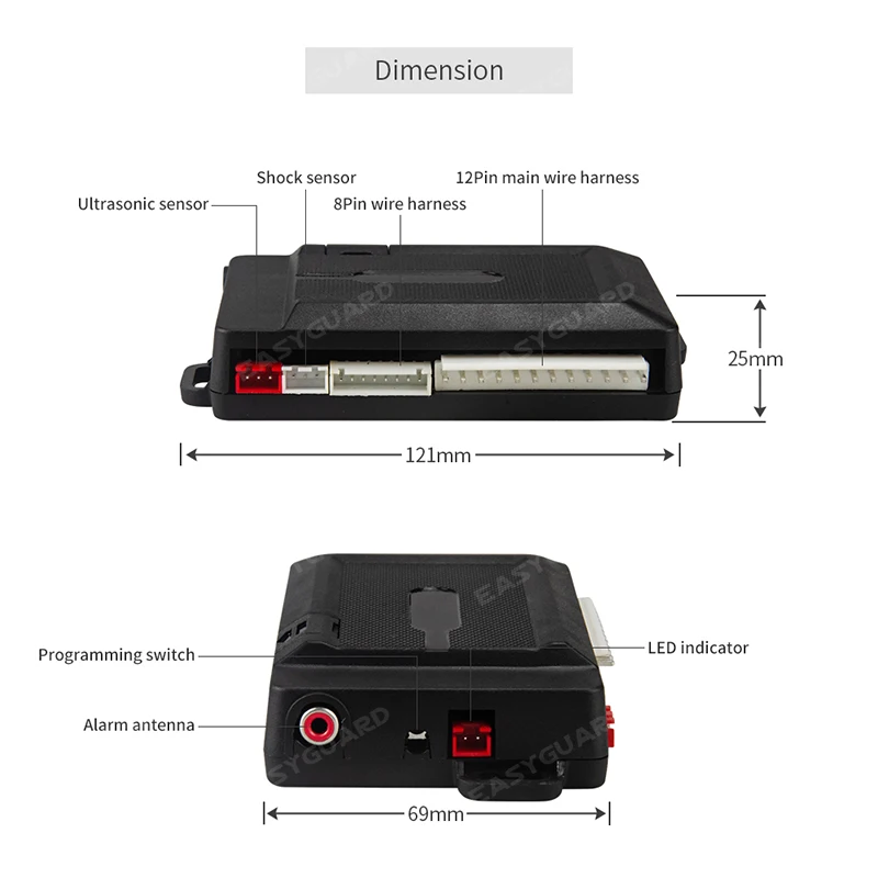 EASYGUARD 2 Way Ultrasonic/shock sensor Car Alarm System LCD Pager Display auto lock unlock alarm universal vibration alarm