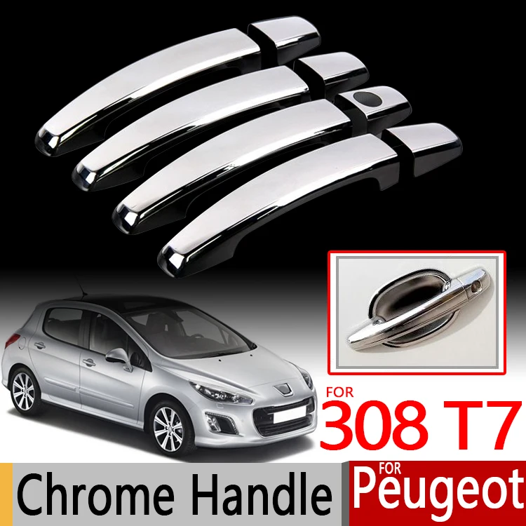 

For Peugeot 308 T7 2008-2013 Chrome Handle Covers 308sw 308cc RCZ Trim Set of 4 Good Quality Accessories Stickers Car Styling