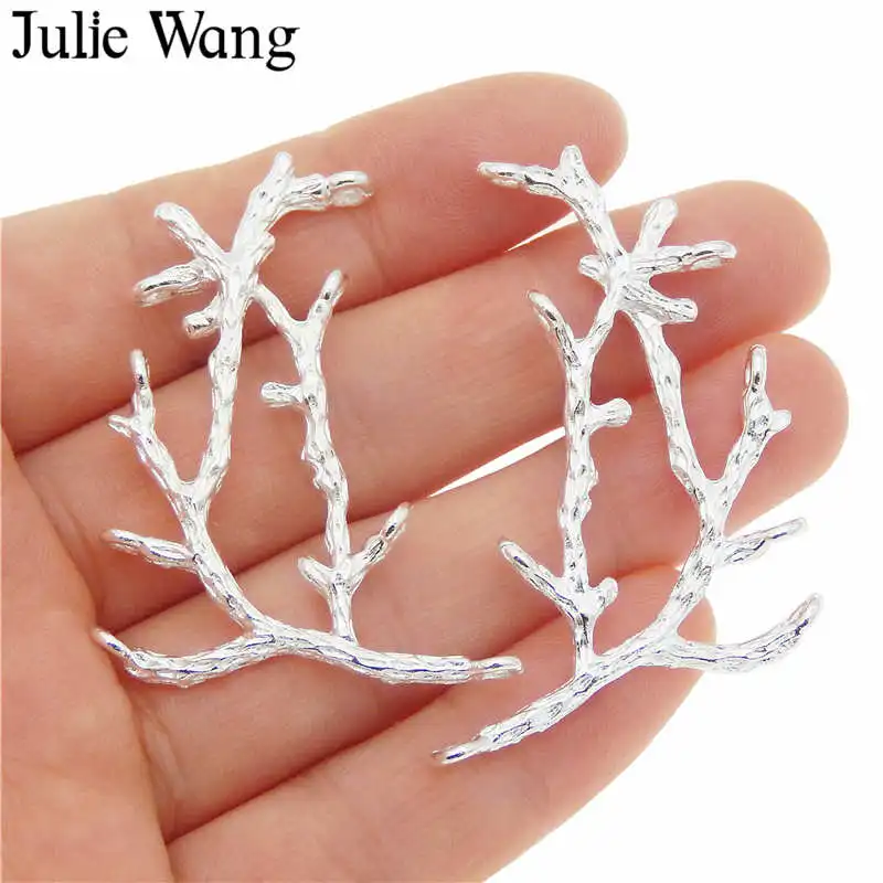 Julie Wang 10PCS 5 Colors Can Choose Alloy Tree Branch Charms For Necklace Pendant Findings Jewelry Making DIY Metal Accessory