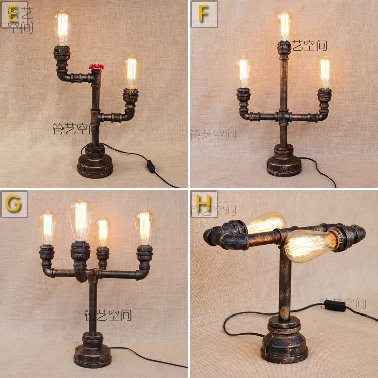 lamp Personalized fashion Table Lamps Loft retro iron pipe study industrial wind Cafe theme hotel restaurant  SG6