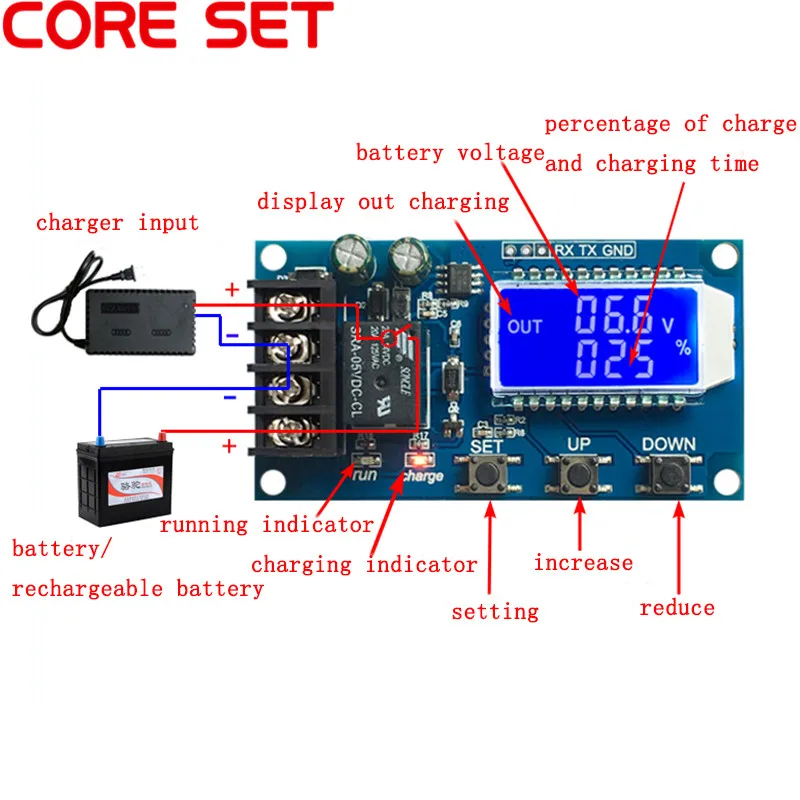 6-60v 30A 10A Solar Battery Controller Charge Protection Board Charger Time Switch 12v 24v 36v 48v Lead-acid Battery Capacity