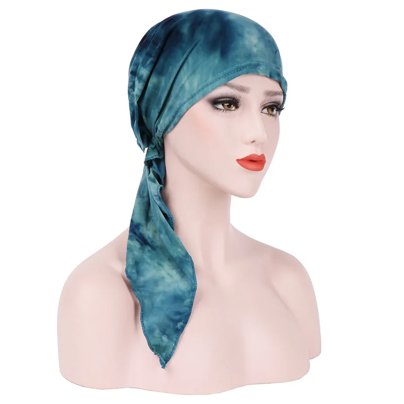 Touca feminina muçulmano, chapéu turbante macio pré-amarrado, gorro de algodão, toucas de quimioterapia, bandana, lenço de cabeça, envoltório de