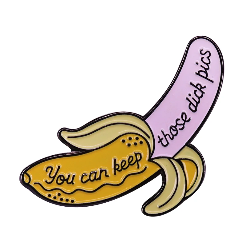 Banana dick pin funny meme badge fruit brooch joke addition