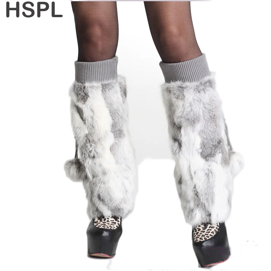 Free Shipping 2020 Fashion Hot Sale Genuine Rabbit Fur Leg Warmer Women in winter Thick Warm Women\'s Fur Stockings