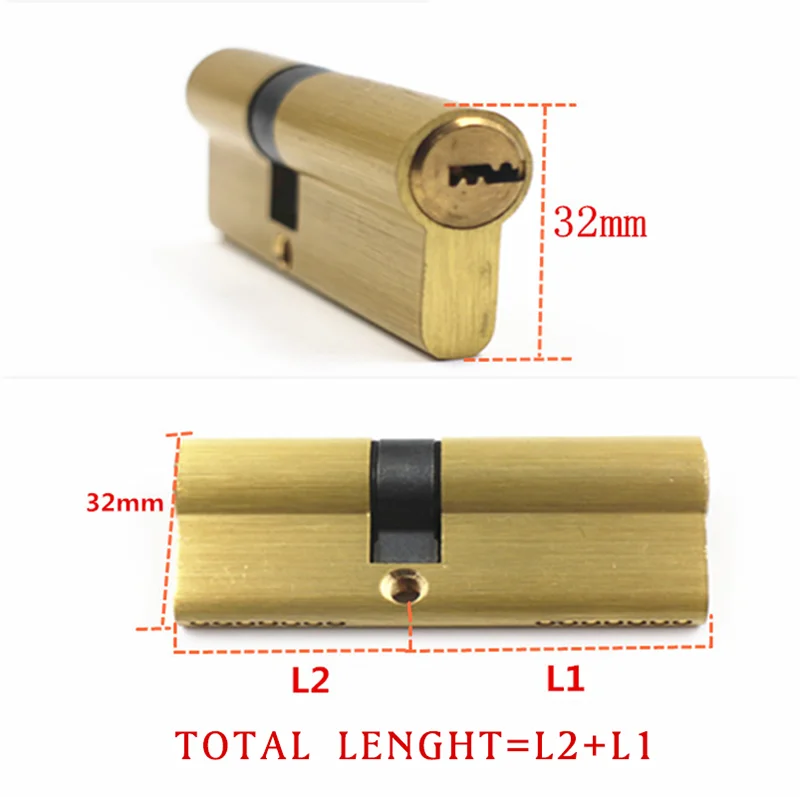 Door Cylinder Biased Lock 65 70 80 90 115mm Cylinder AB Key Anti-Theft  Entrance Brass Door Lock Lengthened Core Extended Keys