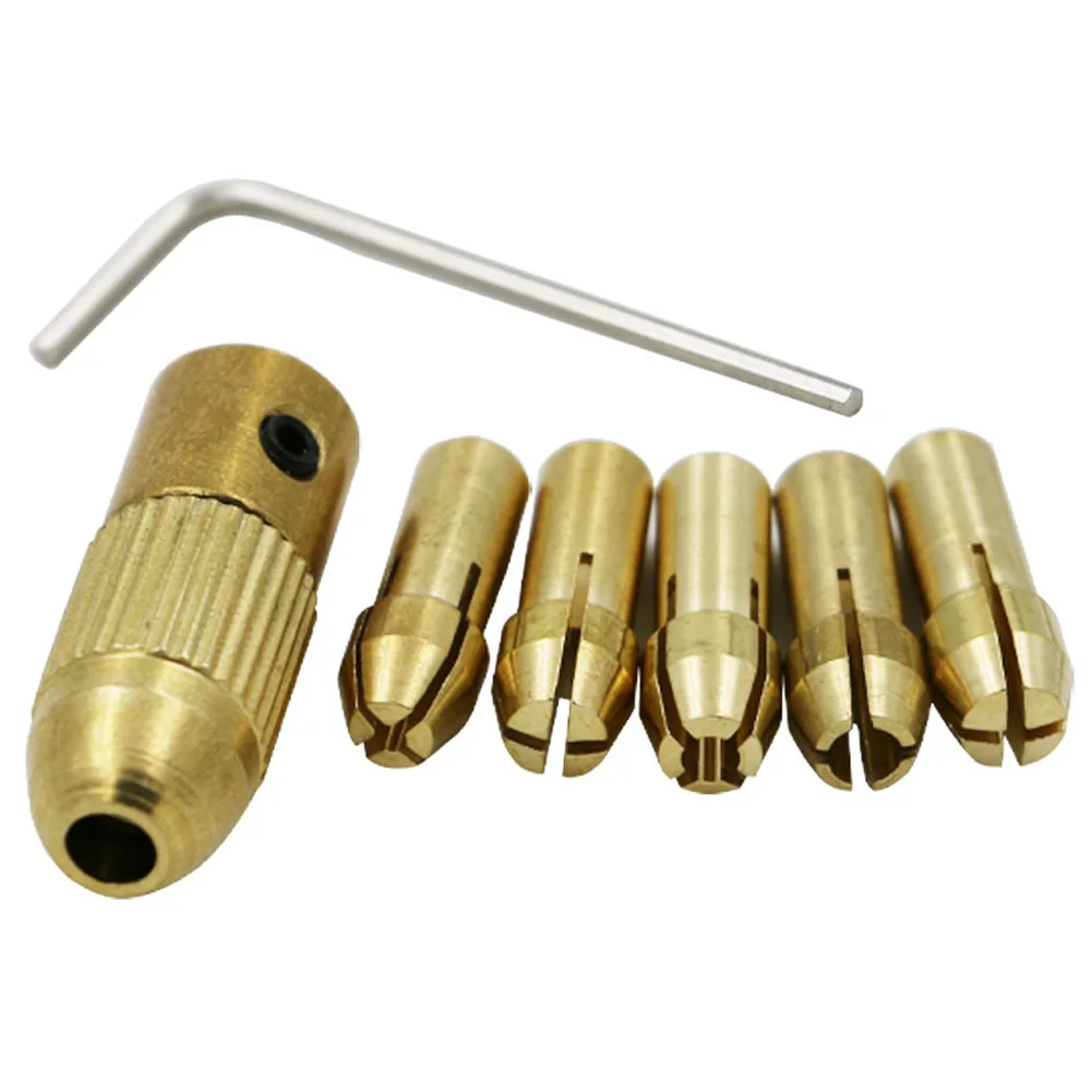 7Pcs Mini Drill Chucks 0.5-3.0mm Fit For Micro Twist Electronic Dremel Drill Collet Clamp Set Power Tool Accessories With Wrench