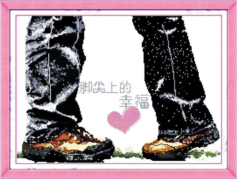 Kit de punto de cruz Happiness on tiptoe personas 18ct 14ct 11ct lienzo estampado con cuentas puntadas bordado DIY costura hecha a mano