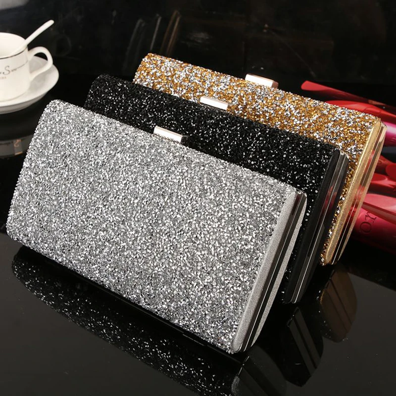 Woman Evening bag Women Diamond Rhinestone Clutches Crystal Day Clutch Wallet Wedding Purse Party Banquet Black/Gold/Silver