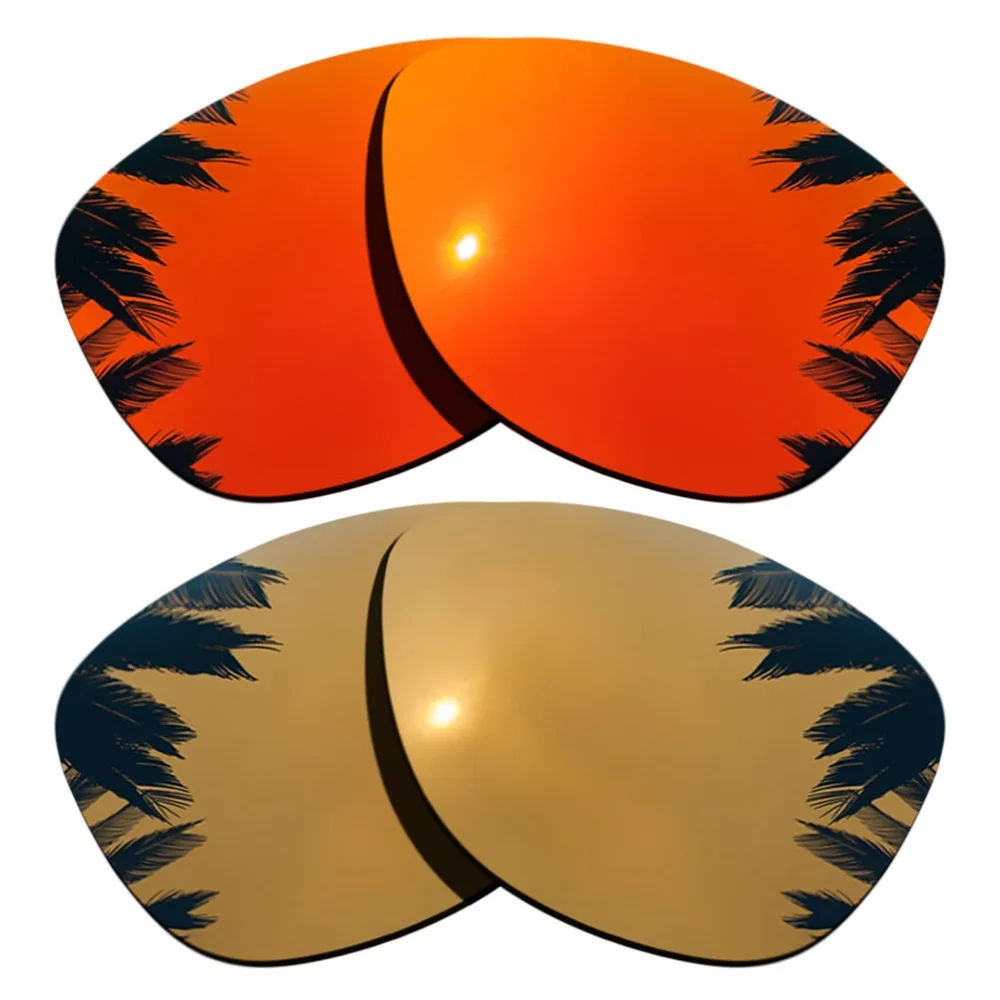 

(Orange Red+Bronze Gold Mirrored Coating) 2-Pairs Polarized Replacement Lenses for Frogskins Frame 100% UVA & UVB Protection