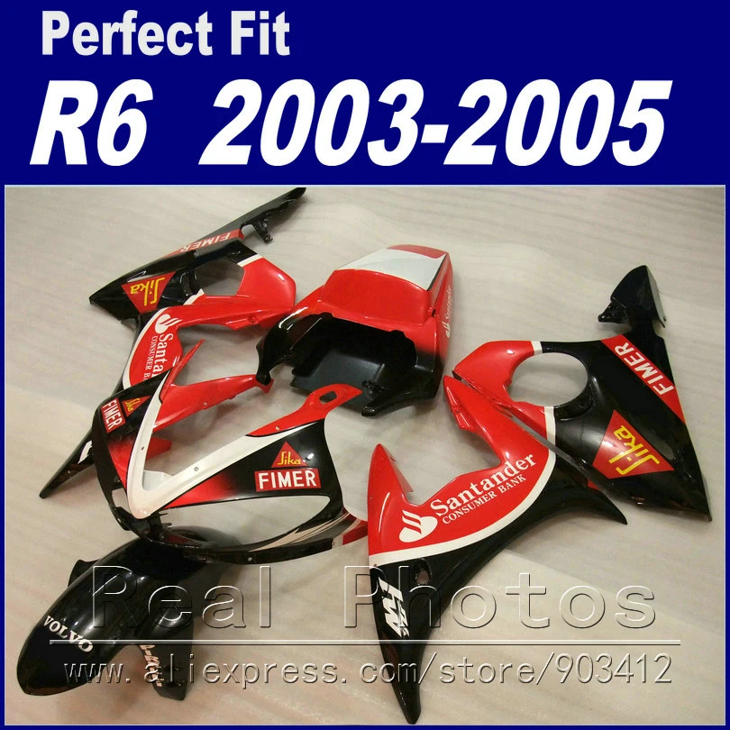 Band new bodywork for YAMAHA R6 fairing kit 2003 2004 2005 marroon flame in black Fit  YZF R6 fairings 03 04 05