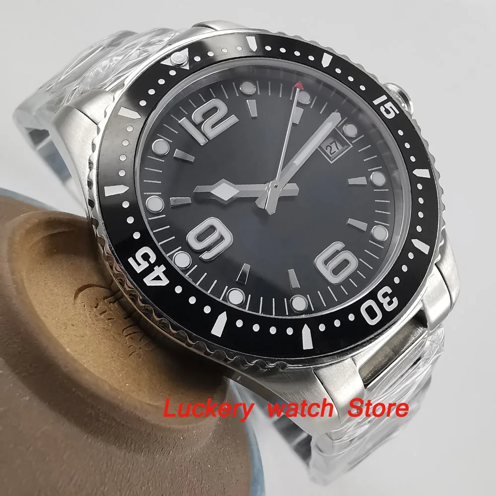 Cristal luminoso saphire para hombre, esfera negra sin logotipo de 40mm, bisel de cerámica negra, movimiento automático, watch-BA89