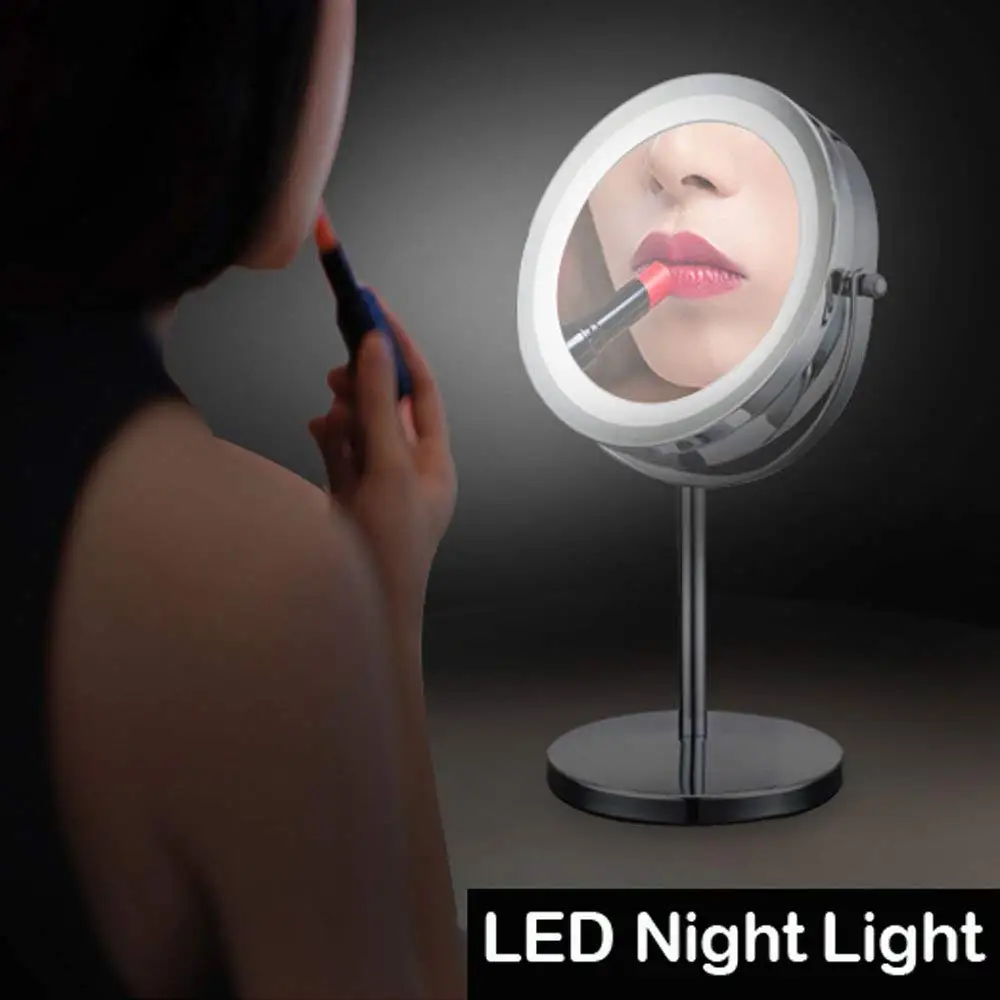 LED Lighted Makeup Mirror Double Sides 5x Magnification Eye Daily Beauty Cosmetics