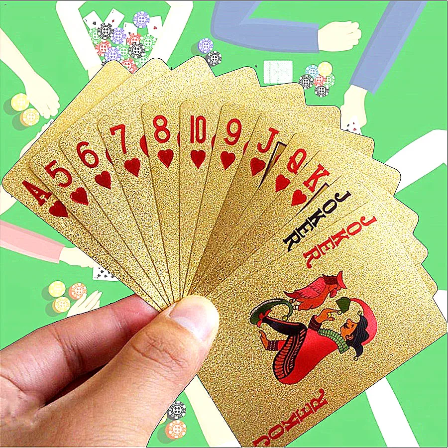 Durable Waterproof Playing Card Game Cards Gold Foil Poker Set Plastic Poker Gift Collection Table Games