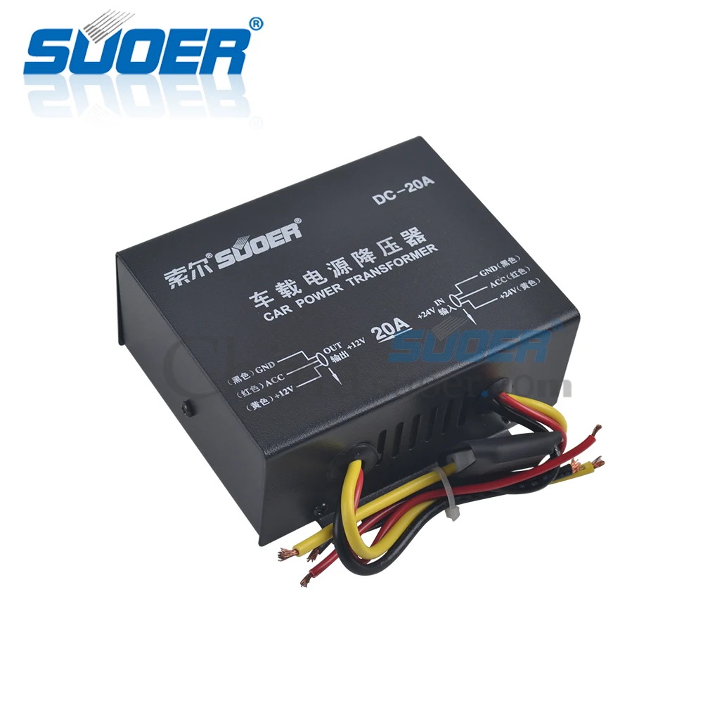 Suoer【 Converter 】 DC 24V to 12V 20A Car Step Down Power Transformer Buck Converter (DC-20A)