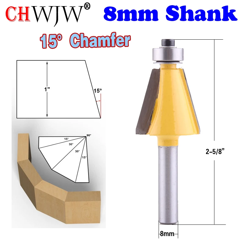 Peça mm Shank 15 Graus Chanfro & Chanfro Broca de Fresa para Trabalhar Madeira Cortador de Madeira 1