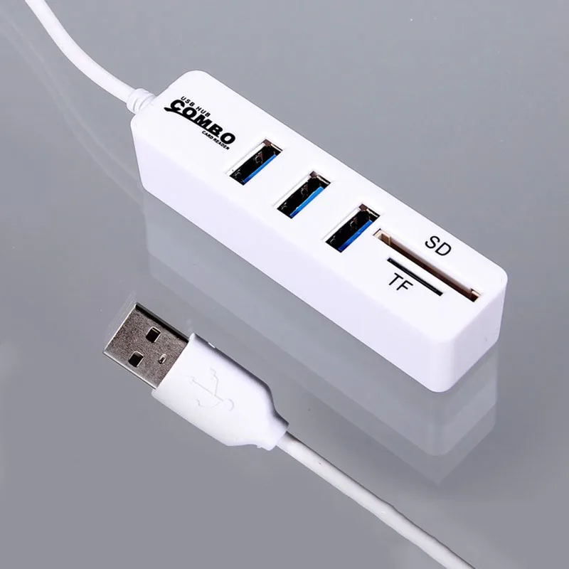 Newest Combo 3 USB2.0 Hubs MicroSD SD TF USB2.0 MicroUSB Universal Memory Card Reader Design for  PC Laptop Notbook Macbook
