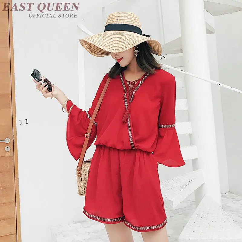 Sexy summer women jumpsuits ans romper casual loose polyester women bodysuits solid tassel playsuits romper female  DD481  F