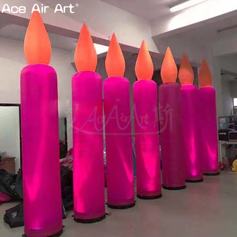 Inflatable Candle Lighting Decoration Red Illuminating Inflatable Candle for Party or Stage Decorations