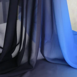 100D gradient dress cloth royal blue black ombre chiffon material