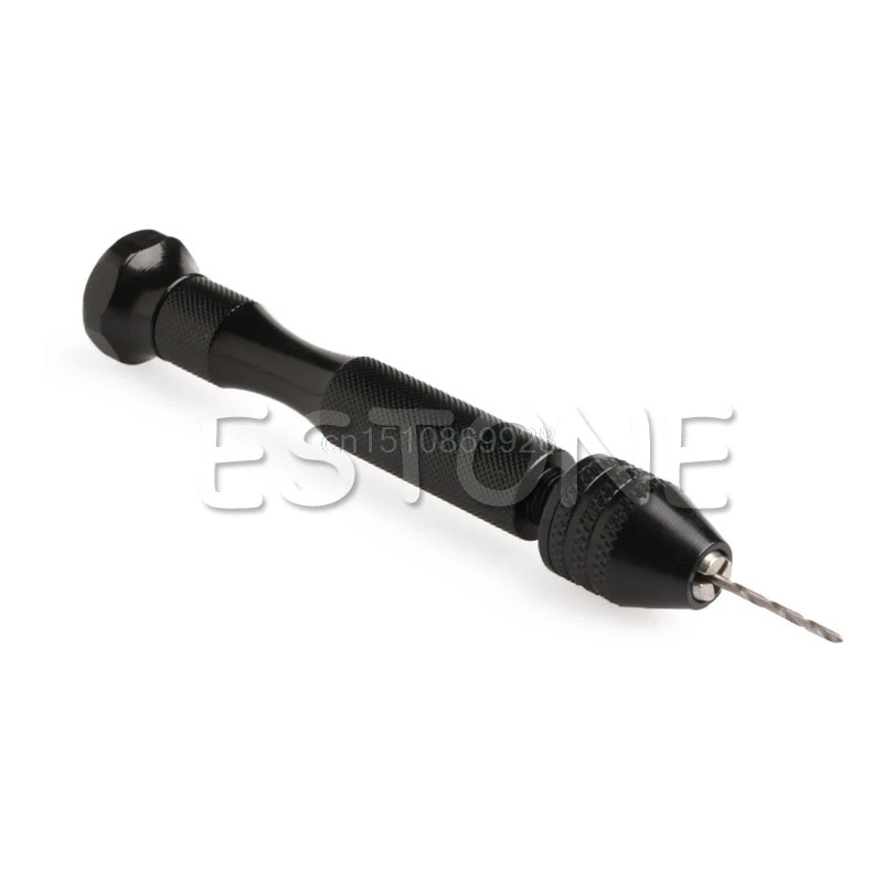 Hot Micro Aluminum Hand Drill Keyless Chuck + 10pcs Twist Drills Rotary Tools