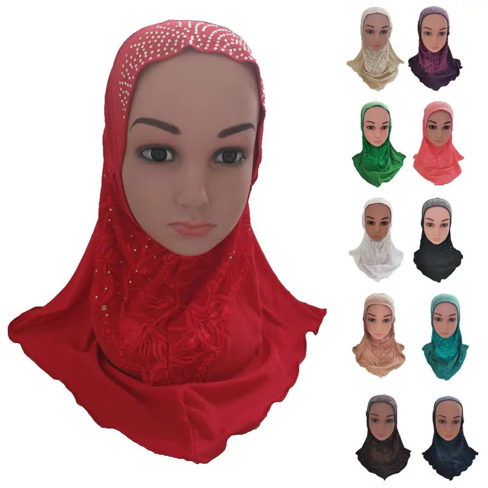 

Islamic Amira Kids Girls Muslim Hijab Scarf Head Wrap Cover Cap Paryer Hat Underscarf Arab Shawl Turban Stole Neck Cover 2-6