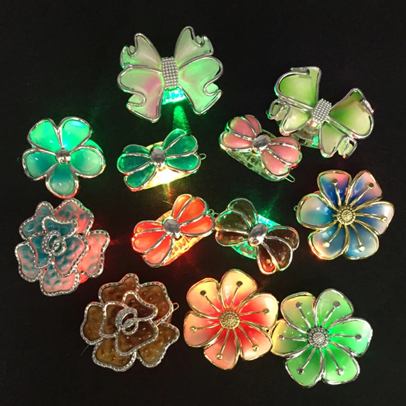 100pcs Colorful Flash Led Head Flower Light Emitting Clip Hairpin Decoration For Party Christmas Supplies Headdress Accessory