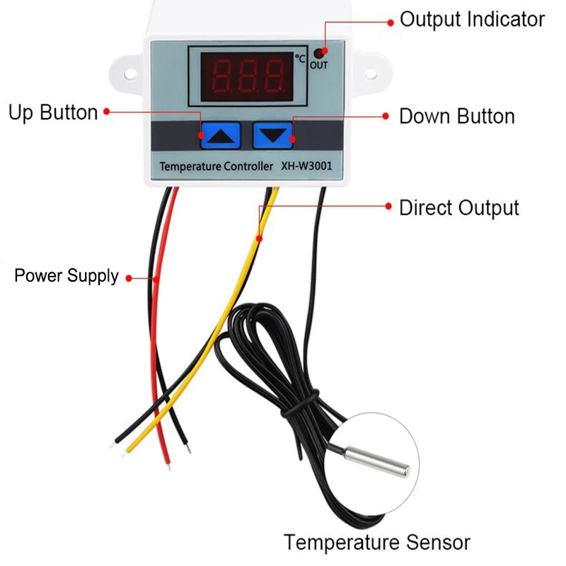 Digitale Termostato Regolatore di Temperatura Regolatore 12V 24V 110V 220V Termoregolatore, Termostato Incubatrice Termometro XH-W3001