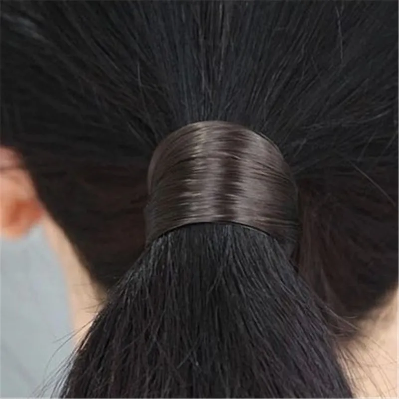 Fashion Women Straight Wig Elastic Hair Bands Black Brwon Hair Rope Scrunchie Ponytail Holder Hair Accessories for Women Girls