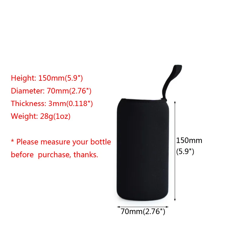 Sports Water Bottle Case Insulated Bag Neoprene Pouch Holder Sleeve Cover Carrier for Mug Bottle Cup 150*70mm