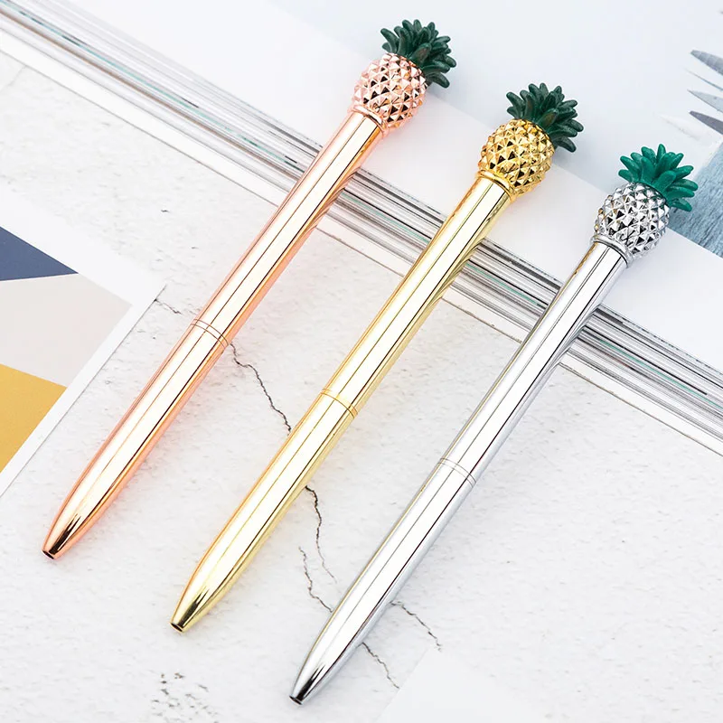 

1pc 0.5mm New Kawaii Pineapple Ballpoint Pen Metal Novelty Bullet Pen Gift Advertising Hotel Business Office Pen School Supplies