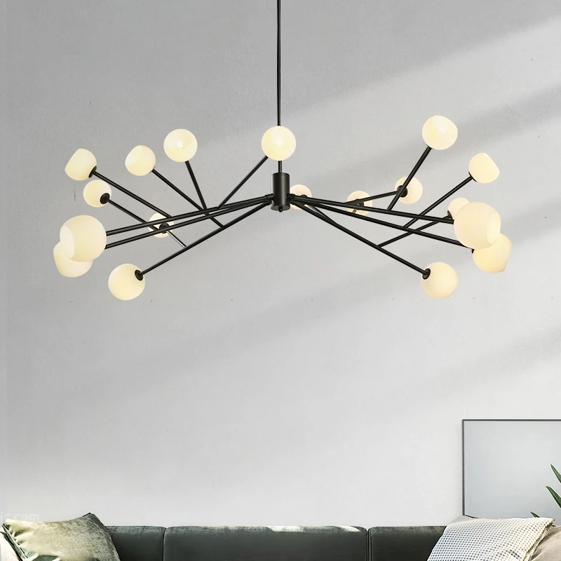 Nordic Style Modern Pendant Light Fixture Iron Hanglamp Glass Ball LED Hanging Lamp Living Room Bedroom Restaurant Lamparas