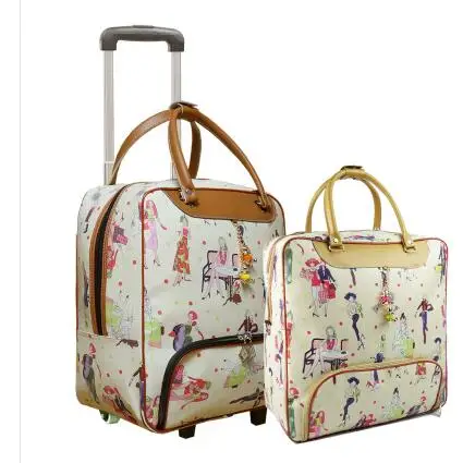 20 Inch Women Travel luggage Trolley Bag on wheels travel Suitcase Travel Rolling Bag Set Baggage Rolling Travel wheeled bag