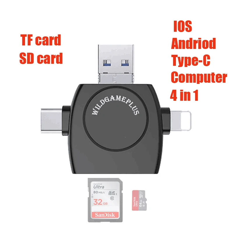 

4 в 1 IOS и Andriod мобильных телефонов типа C кард-ридер мобильный диск TF Mirco SD устройство чтения карт памяти для Монокуляр Iphone Ipad Компьютер