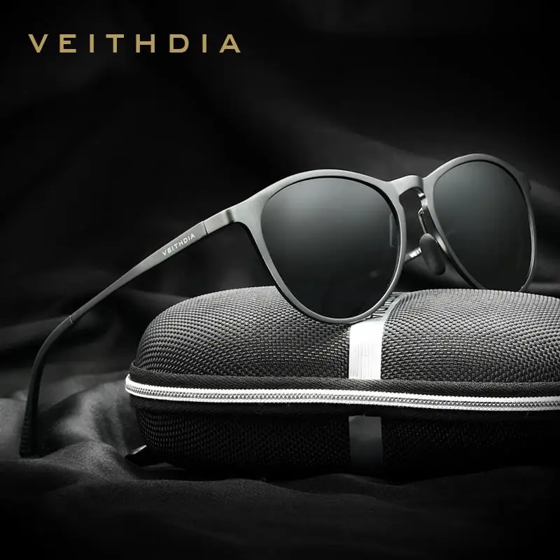 VEITHDIA Unisex Vintage Sunglasses Round Polarized UV400 Lens Sun Glasses Aluminum Brand Designer Glasses for Men/Women 6625